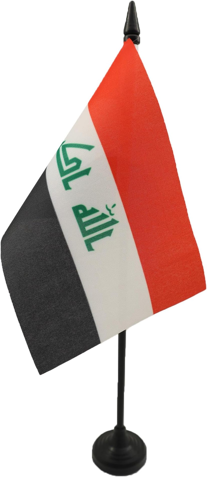 AZ FLAG - Iraq Table Flag 4'' x 6'' - Iraqi Office Mini Banner 100% Polyester 15 x 10 cm - Mini Desk Flag with 10'' Pole and Black Plastic Base
