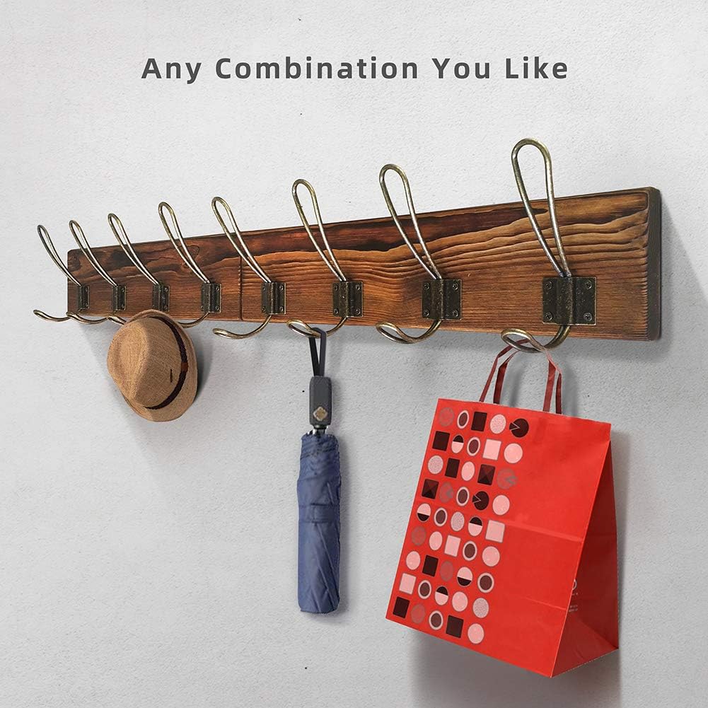 KOLYMAX Rustic Coat Rack Wall Mounted, Solid Wooden Coat Hook Rack with 8 Hooks Perfect Touch for Your Entryway Mudroom - Image 4