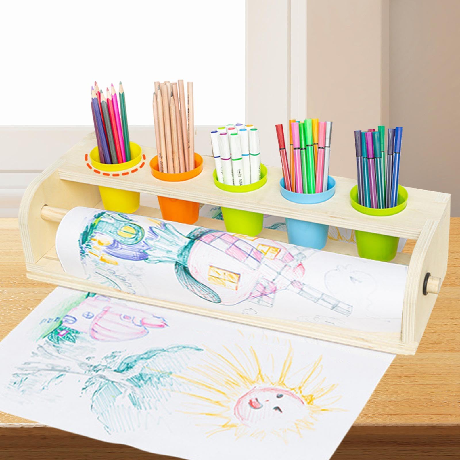 Generic Malstaffelei für Kinder, Bastelbedarf, Tisch Papierrollenhalter mit Weißer Papierrolle, Groß