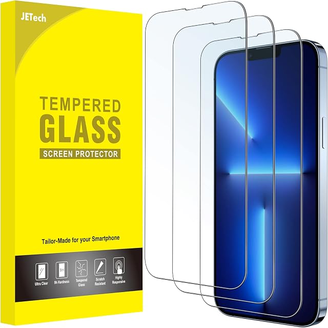 JETech Full Coverage Screen Protector for iPhone 13 Pro Max 6.7-Inch, 9H Tempered Glass Film Case-Friendly, HD Clear, 3-Pack