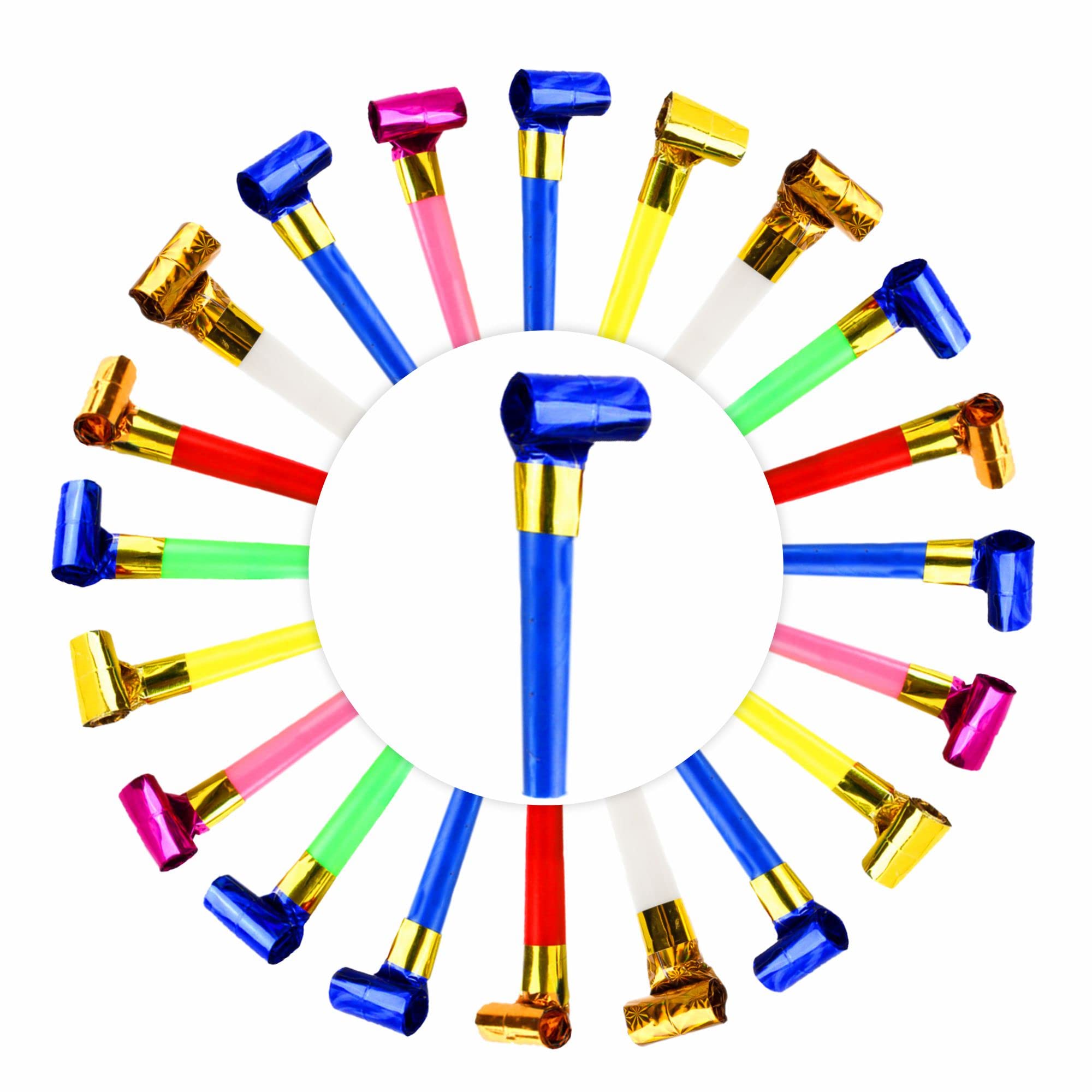 Party Hooters Fun Whistles Blowers For Kids Adults Poppers Blowouts Filler Noise Toy For Birthdays Weddings Celebrations Christmas Halloween Parties Supplies Assorted Colors (Pack Of 20)