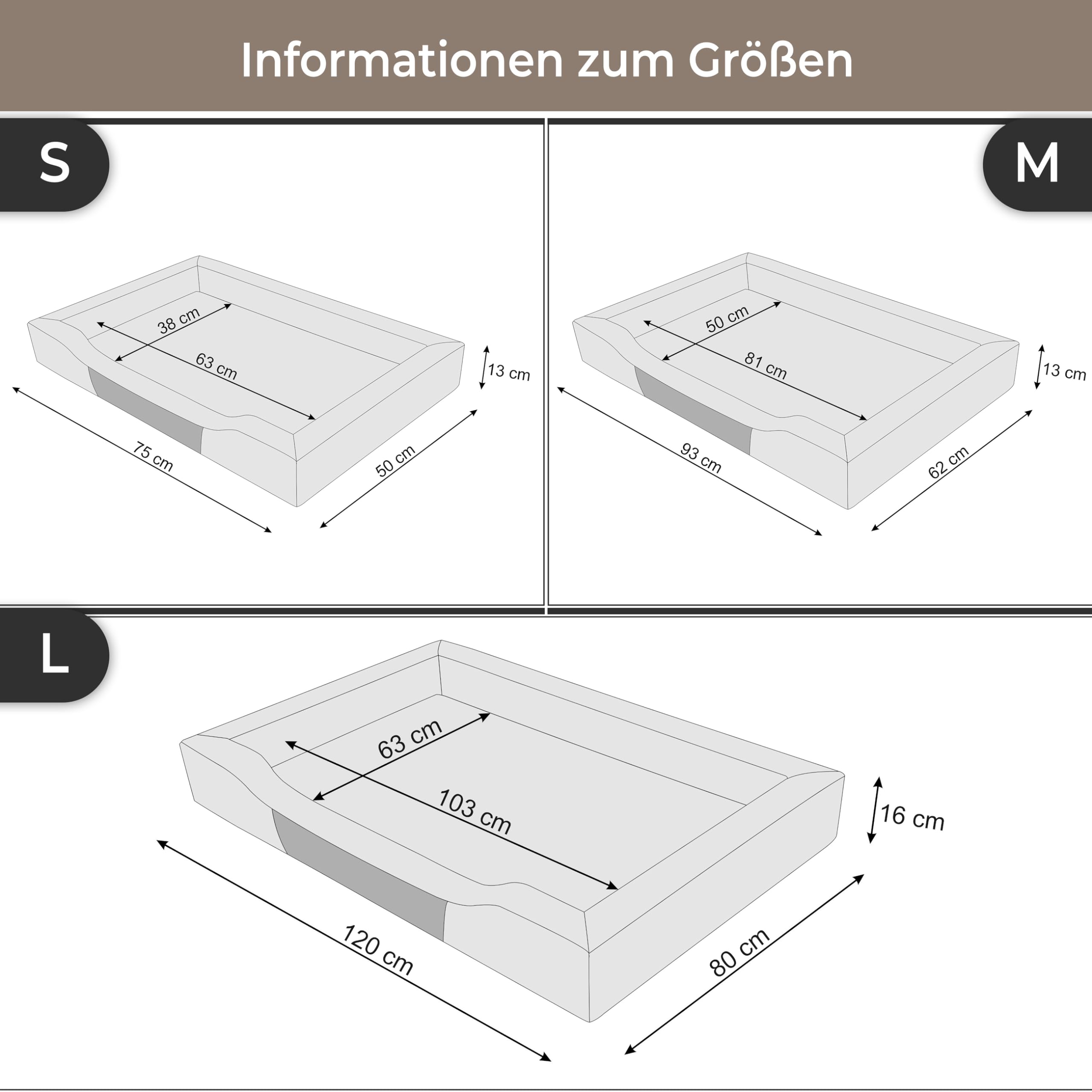 Hundebett - Hundekorb für kleine mittelgroße & große Hunde - Hundekissen - Hundesofa aus Kunstleder - Bezug abnehmbar und waschbar - Deluxe - Größe: S - Schwarz