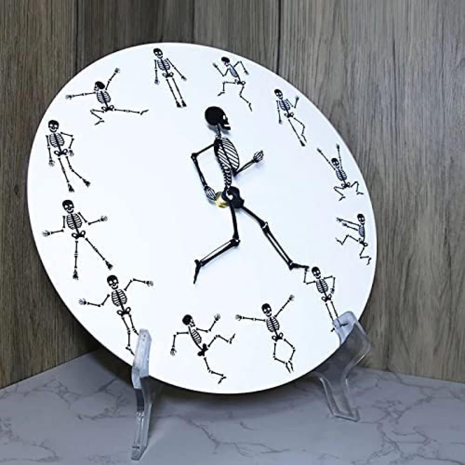 Wandklok Dj Muziek Schedel Skelet Dance Party Acryl Wandklok Met Grappige Dansende Skeletten Halloween Home Decor Opknoping Muur Horloge