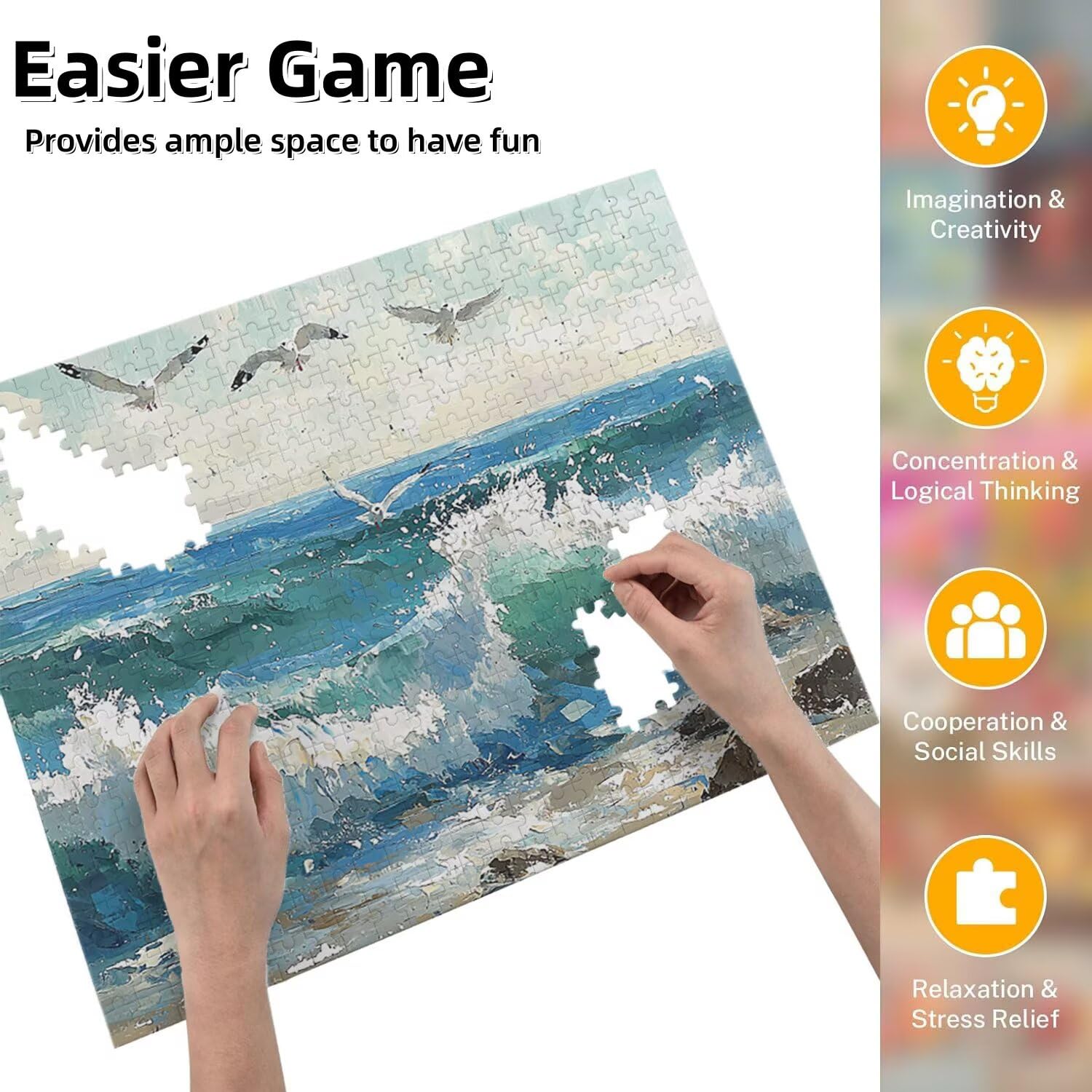 Jigsaw Puzzle, 2000 Pezzi Puzzle Classici, Ondate Puzzle Rilassamento Intelligence, Mpossibile Difficile Puzzle Impegnativo per Adulti Puzzle Gioco Familiare, Regalo per Amore Amico Gabbiano fr0-916