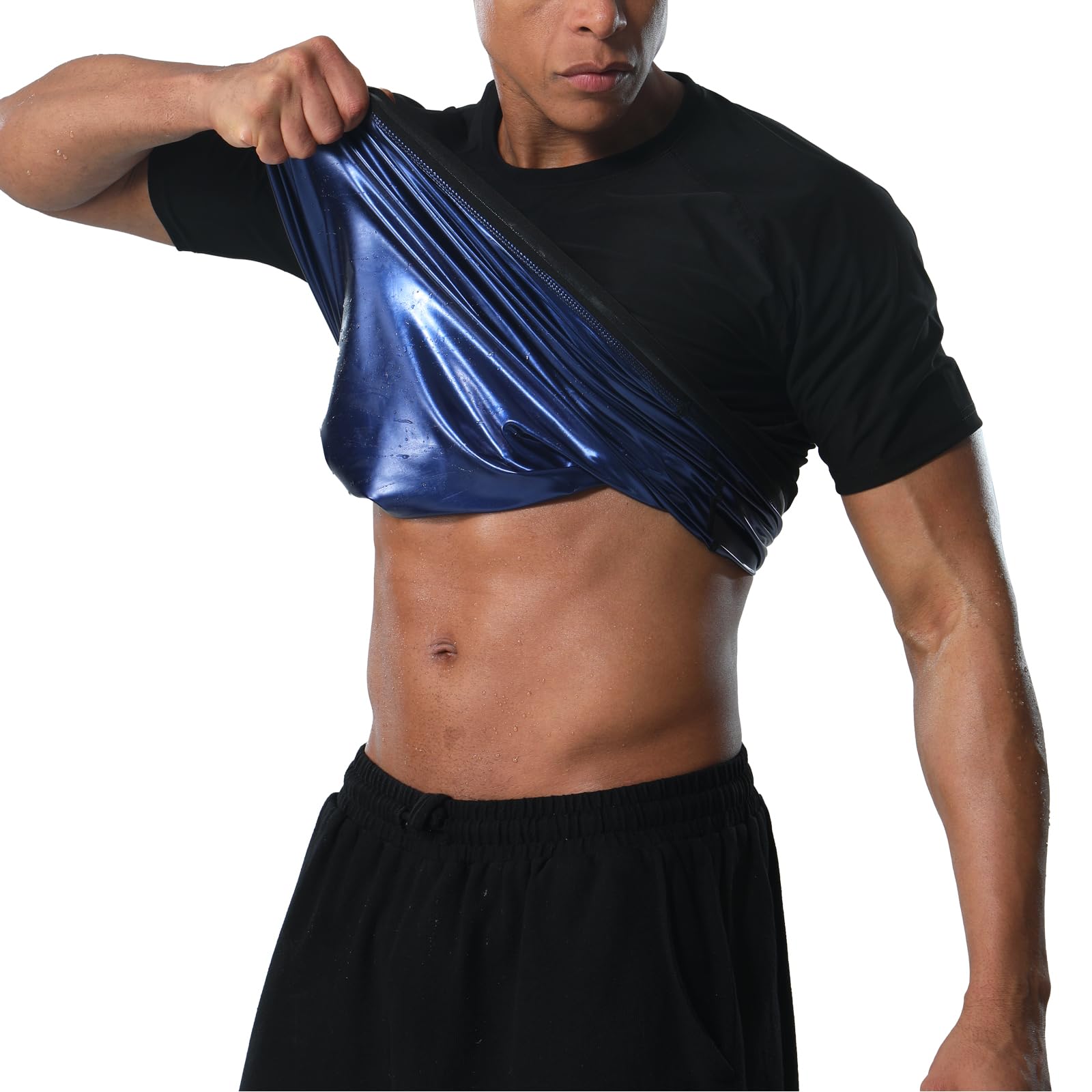 Donason Sauna Shirt for Men Weight Loss Compression Sweat Suit T-shirt Heat Trapping Workout Body Shaper Mens Shapewear