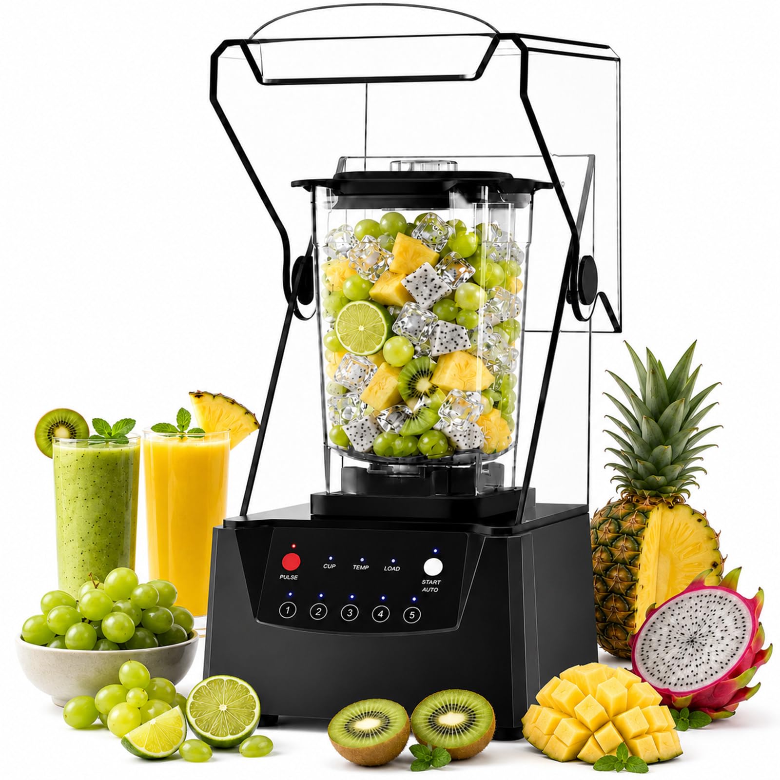 SHUMIAO Commercial Juice Blender, 2200W, 17,000 RPM, 70 Oz Jar, 5 Presets