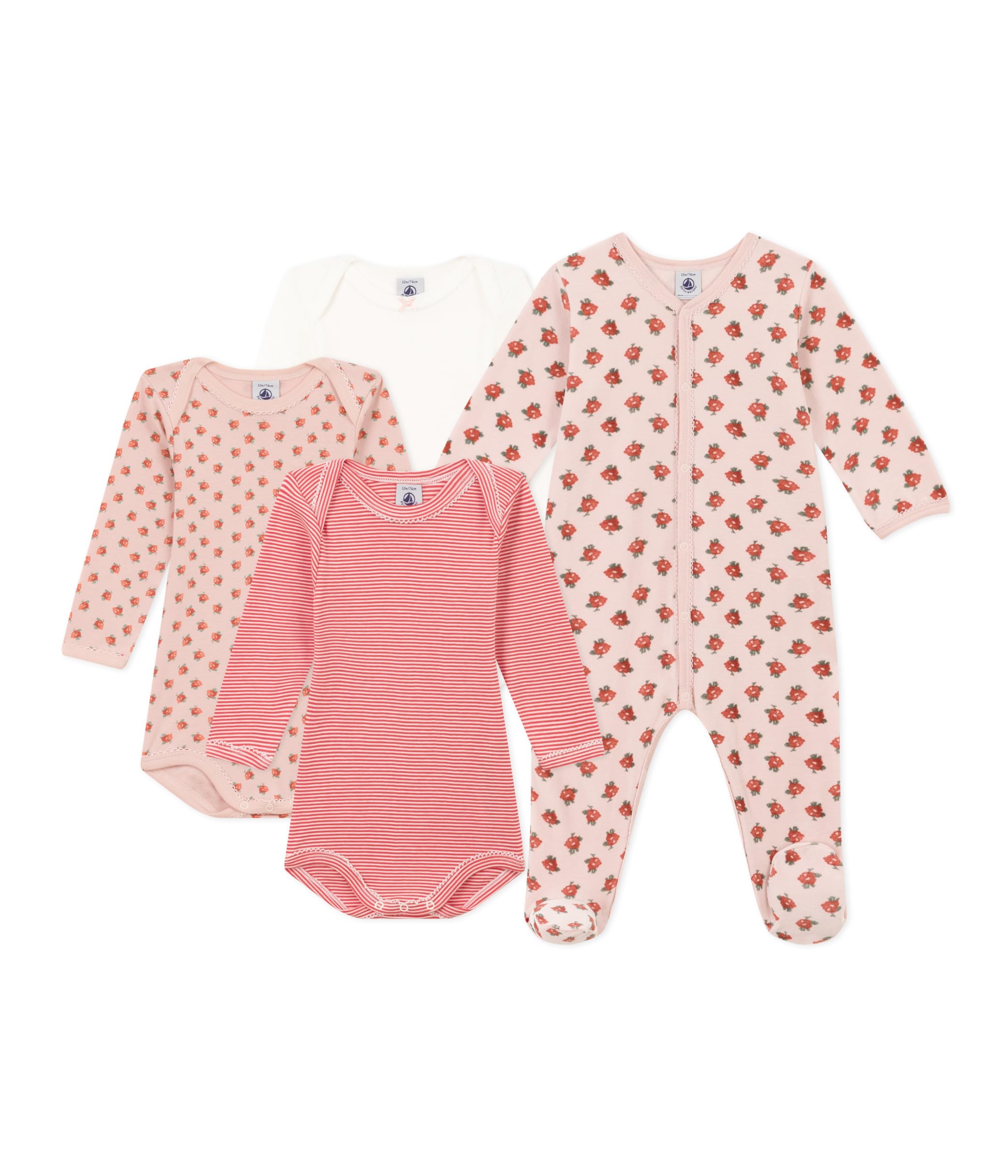Petit Bateau Sleep good + 3 body varian3M Dziewczyna Dziecko, Wersja 1., 3 miesięcy
