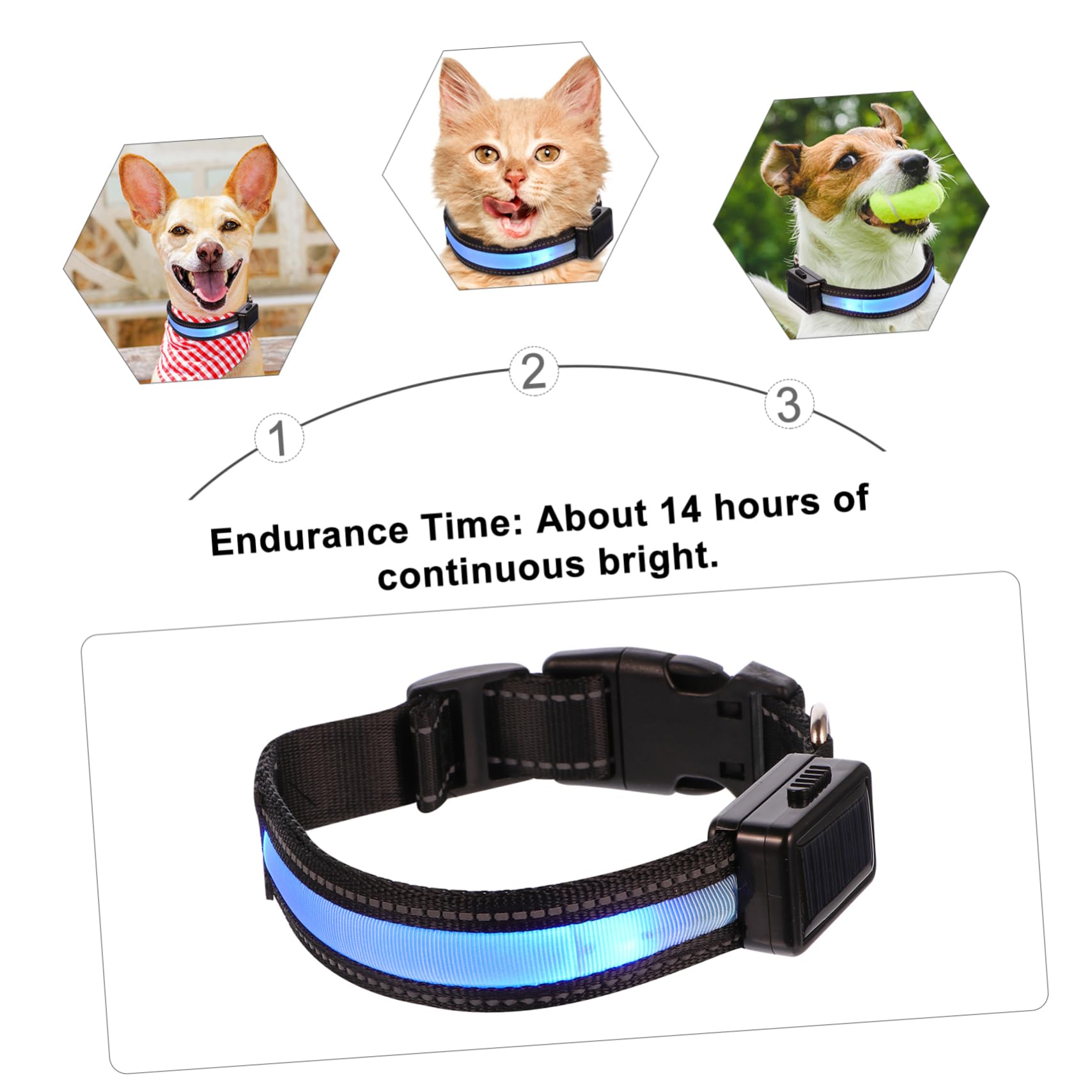Housoutil 3juegos Collar Led para Perros Recargable por USB y Solar Acolchado y Resistente Visibilidad Alta para Paseos Nocturnos