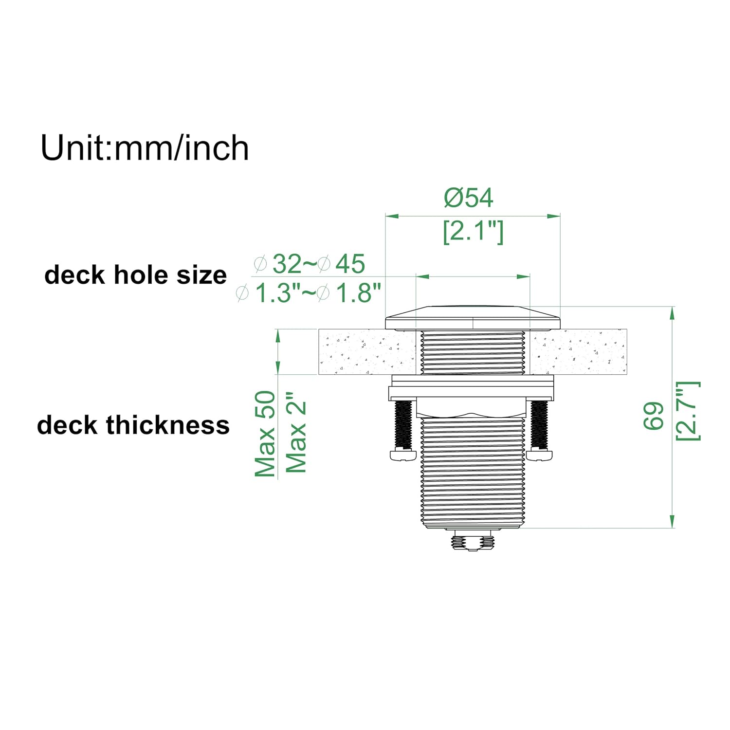 KANARY All Brass Square Air Switch Button for Sink Top Counter Top Garbage Disposal Part (Matte Black)