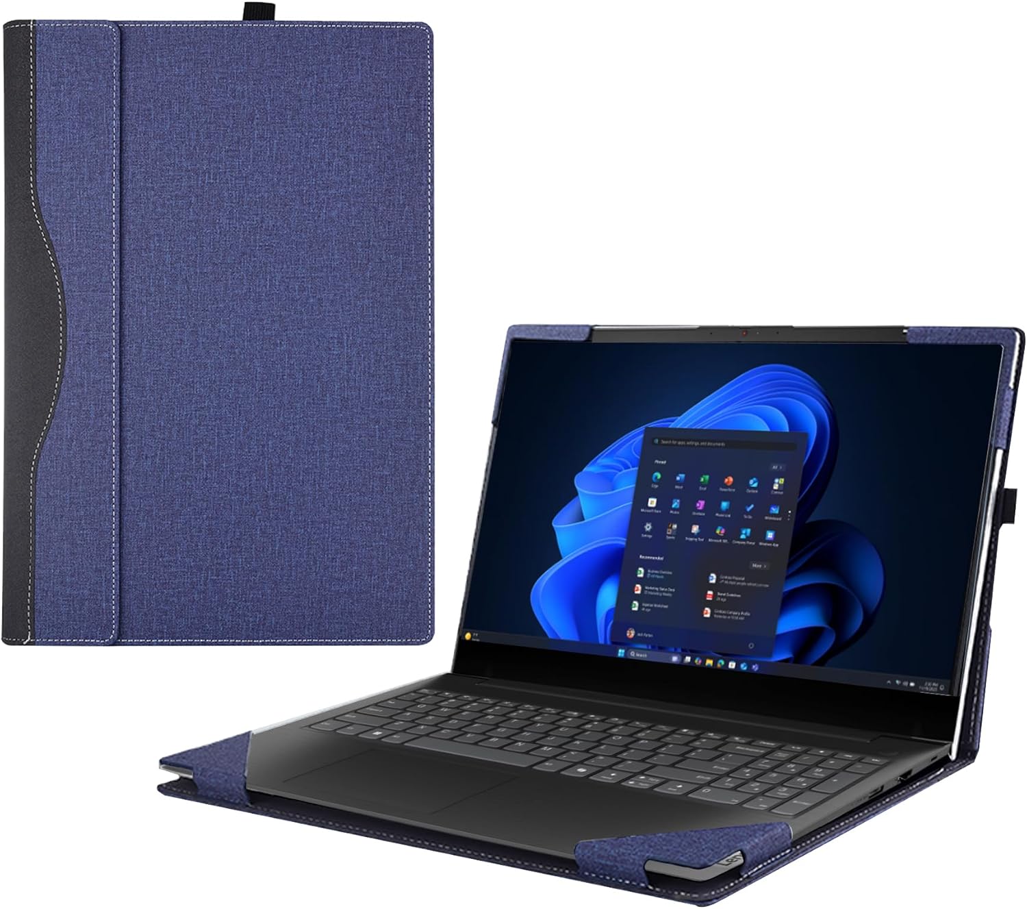 Laptop Case for Lenovo V15 Gen 6/ ITN & G5 TRL/5i 15.6" All Inclusive Drop Case PU Leather Protective Laptop Bag Detachable Shell (Blue)