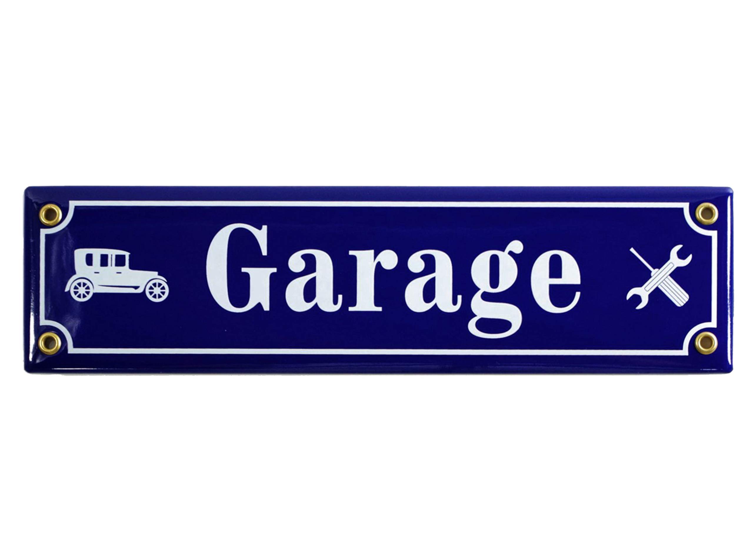 Plaque émaillée GARAGE résistante aux UV bleu panneau de porte