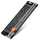 ISDIR A4 Paper Cutter Slicer, 12 Inch Paper Trimmer Scrapbooking Tool Supplies with Security Safeguard and Side Ruler, Portable Paper Slicer for Craft Paper, Label, Photo, Cardstock (Black)