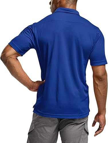 Miniatura 3 de CQR Camiseta polo táctica para hombre, de manga corta, ligera y con Dry Fit, tela piqué, FPU 50+, para exteriores