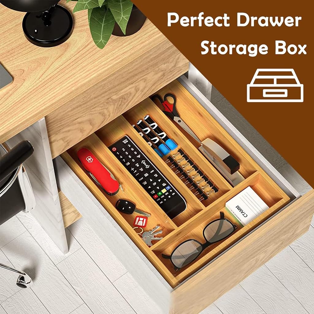 Besteck-Organizer aus Holz mit 5 Fächern und Regal