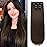 REECHO 28 Straight Long 4 PCS Set Thick Clip in on Hair Extensions -Chocolate Brown