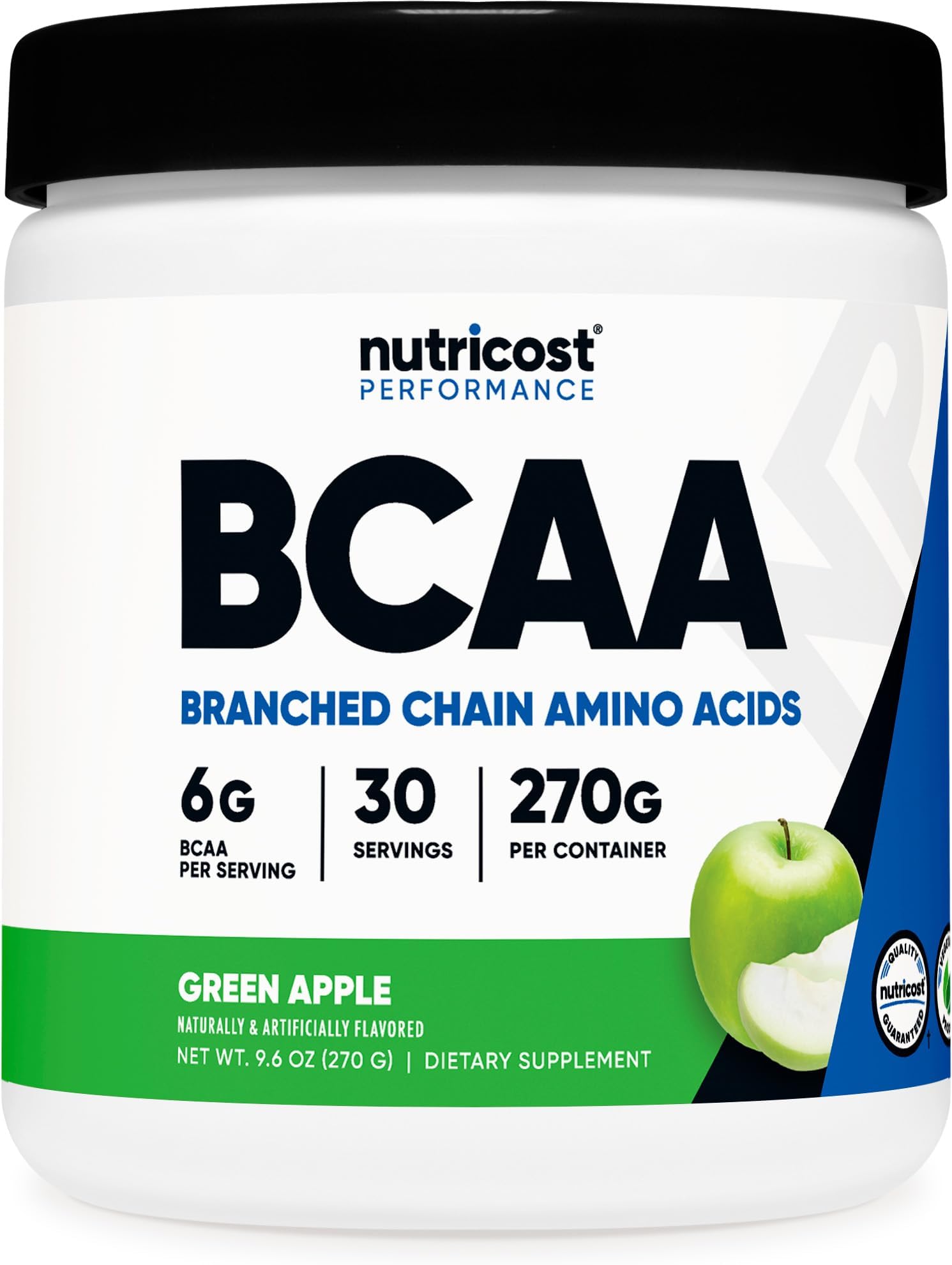Nutricost BCAA Powder 2:1:1 (Green Apple, 30 Servings) - Branched Chain Amino Acids