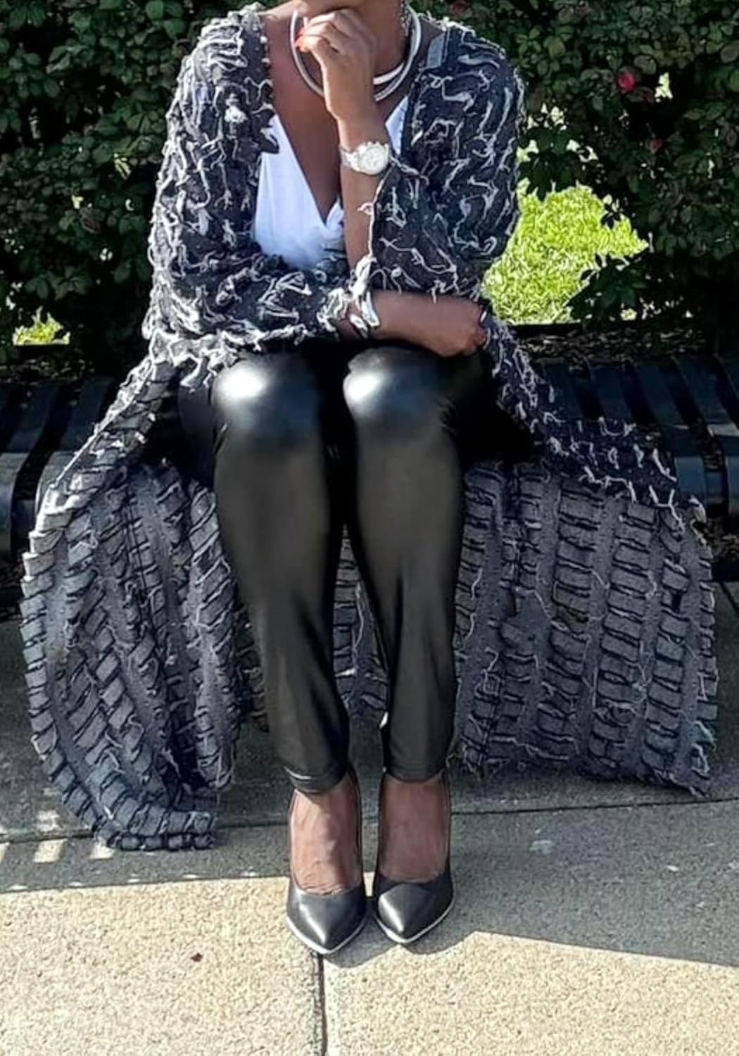 Vaceky Distressed Denim Long Cardigan for Women Oversized Ripped Jean Duster Coatigan