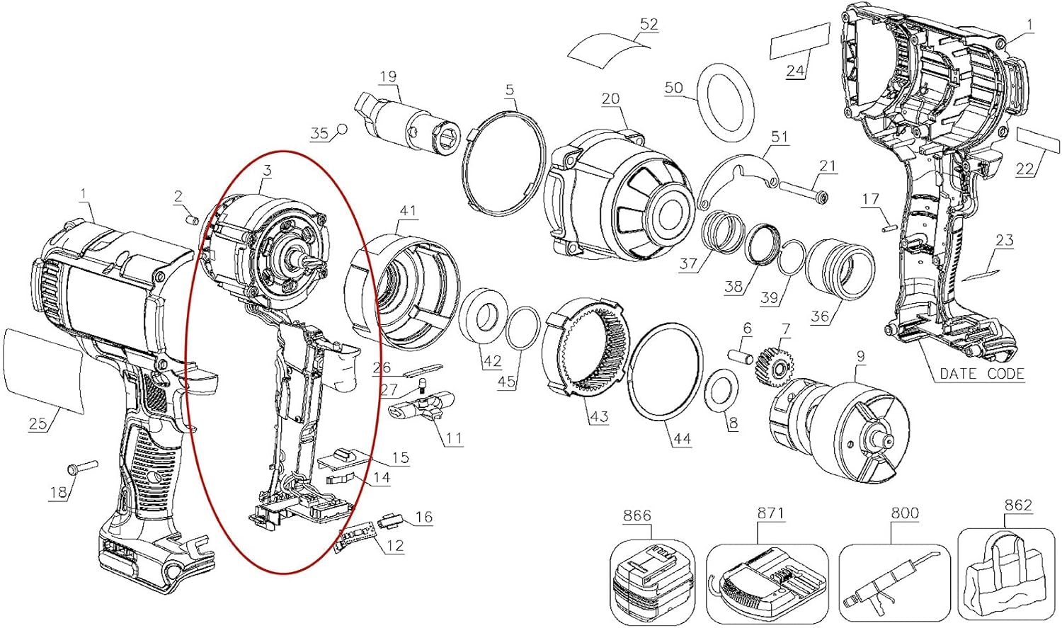 DCF899 Switch PCD 20V Replace For Dewalt DCF899HB DCF899H DCF899M1 DCF899B DCF897B DCF898B Impact Wrench
