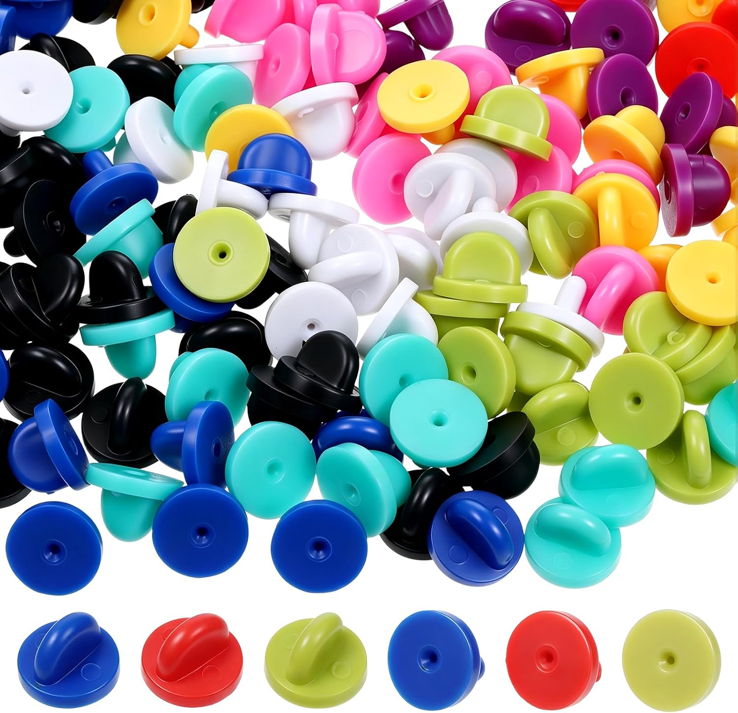 150 Pcs Rubber Pin Backs for Enamel Pins, Mixed Colors Rubber Pin Backs Replacement Safety Holders for Brooch, Uniform Badge (Boxed + OPP Packaging)
