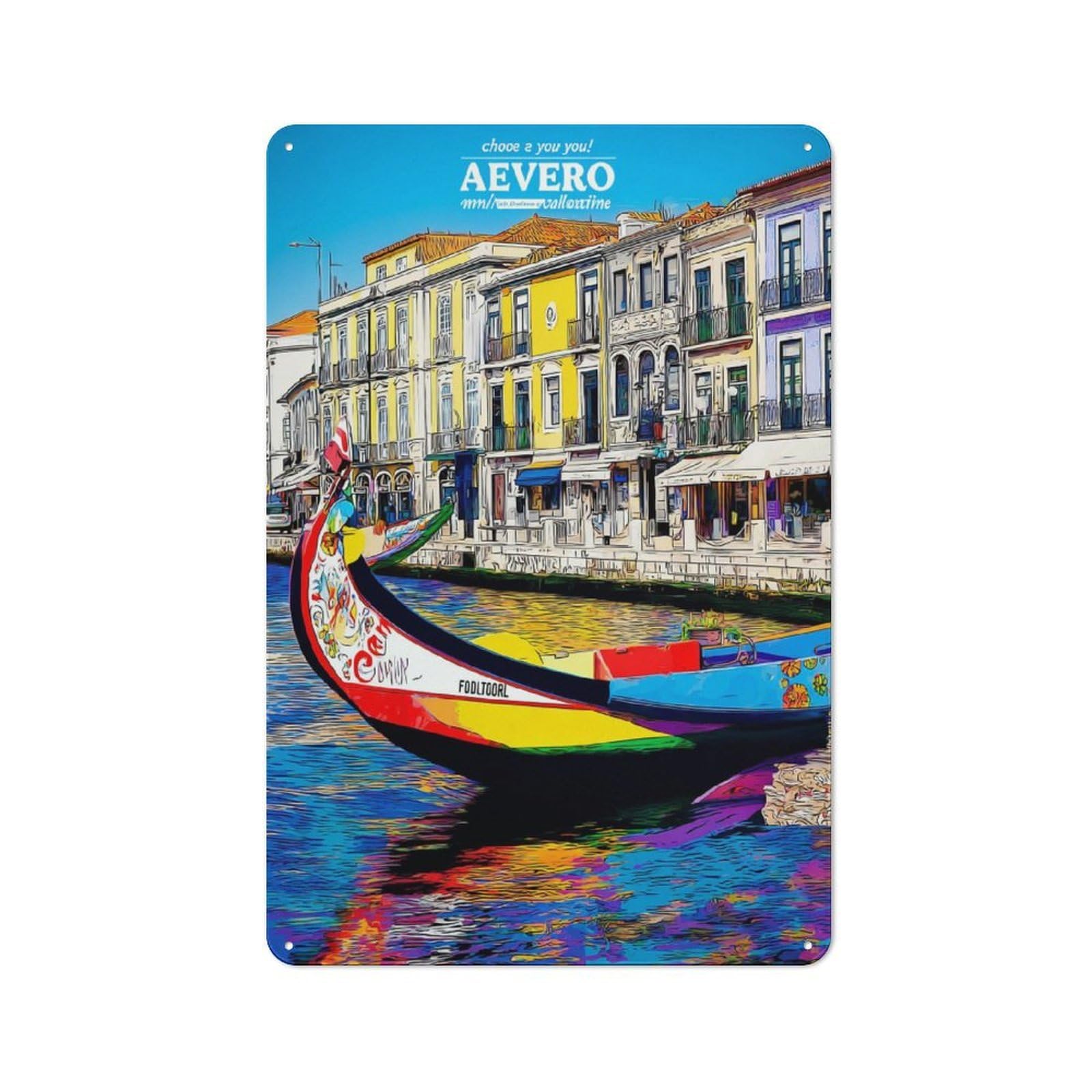 Junmoney Colorful Gondola Ride In Averro Metal Wall Sign 30X20cm Featuring For Bar Or Restaurant, For Themed Interiors In Bars And Restaurants