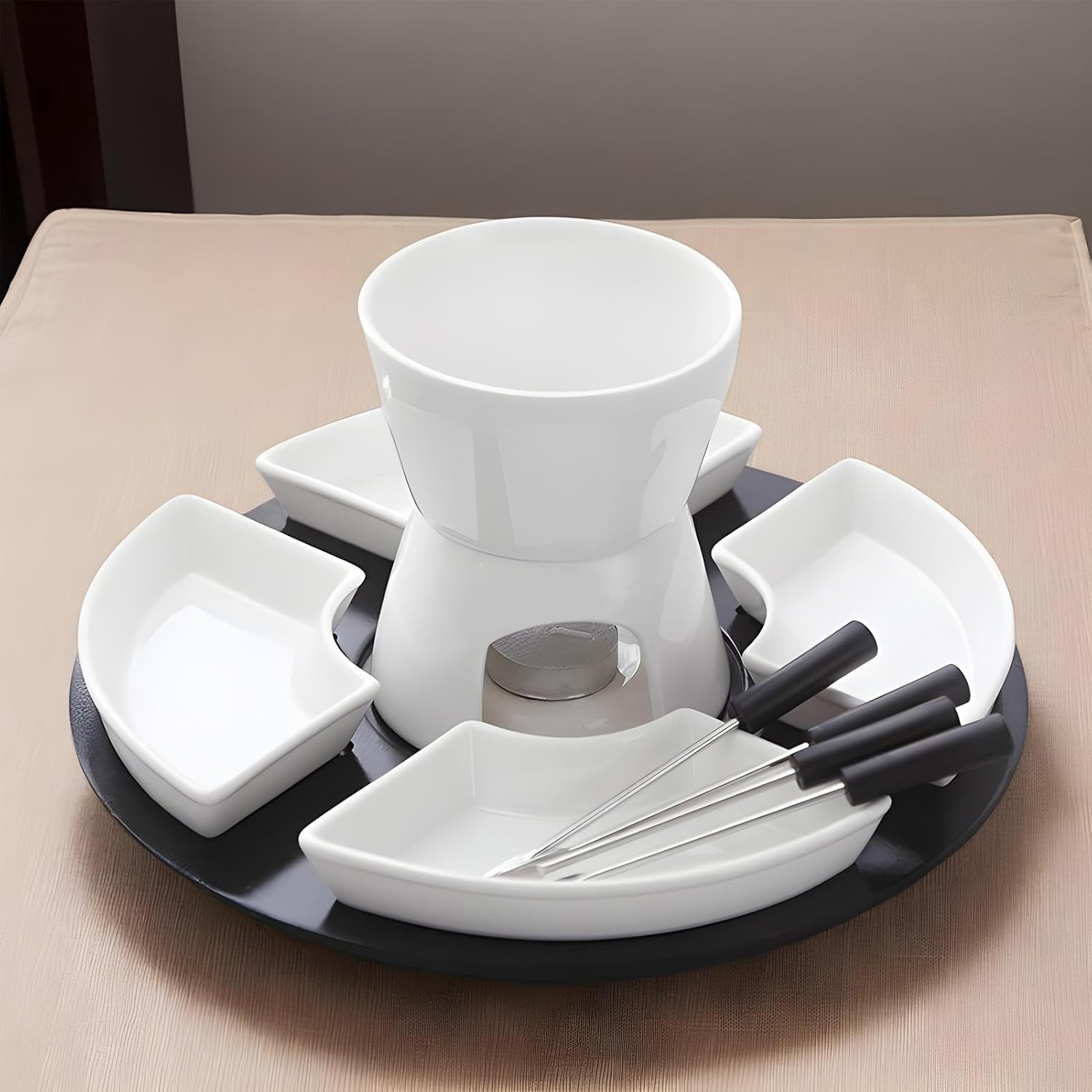 Cheese Fondue Set for Kids - Ceramic Fondue Set for Melting Butter - High Temperature Resistant Warming Bowl for Chocolate and Candy Lovers Party Hosts