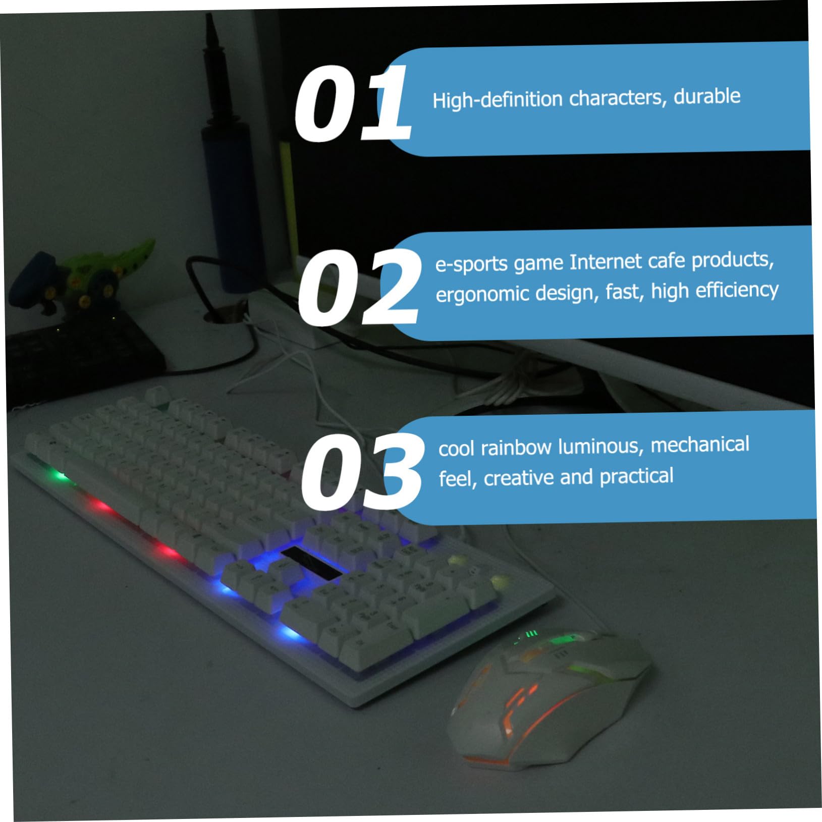 SHINEOFI Conjunto de Teclado y Ratón para Teclado Ergonómico Cable USB Gaming Mecanico para Gamers