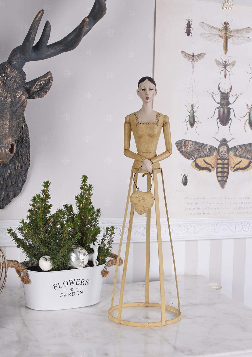 Antike Schneiderpuppe 'Madame Lilou' - Biedermeier Dame Dekofigur 60 Cm Höhe