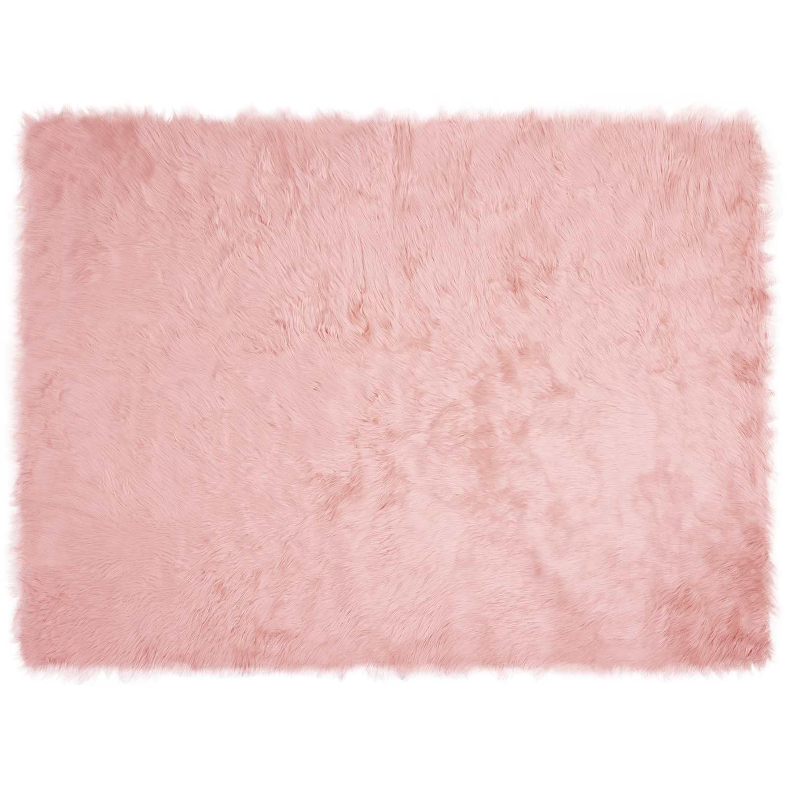 Tapis en fausse peau de mouton rose Tafalla en polyester épais et doux