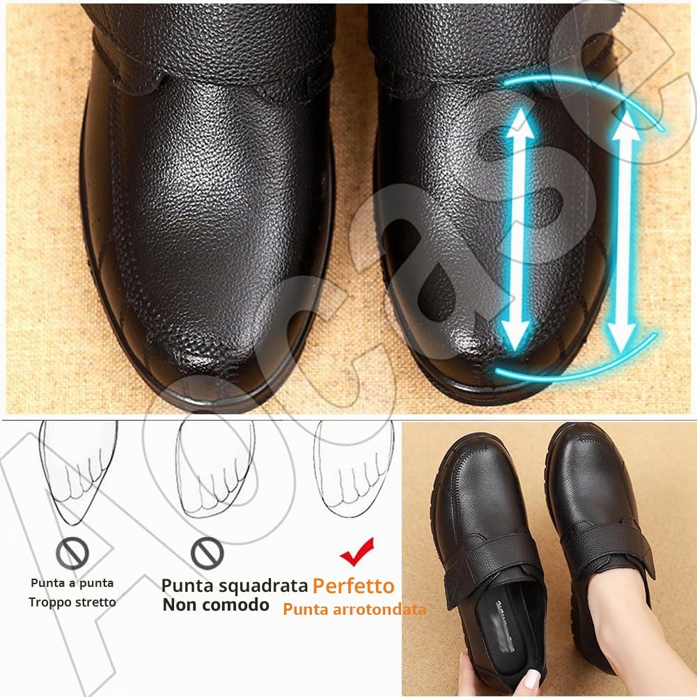 Ortopediche Donna in Pelle Impermeabile Seamless Scarpe da Ginnastica Antiscivolo per Cuscino d'Aria da Passeggio Slip-on, Nero, 39/245mm