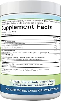 PURE Amino+ Essential Amino Acids Powder - 30 Servings, 500g - Full Spectrum EAA with L-Arginine, L-Citrulline & Beet Root - Muscle Recovery & Hydration Drink - Fruit Punch Flavor, Made in USA