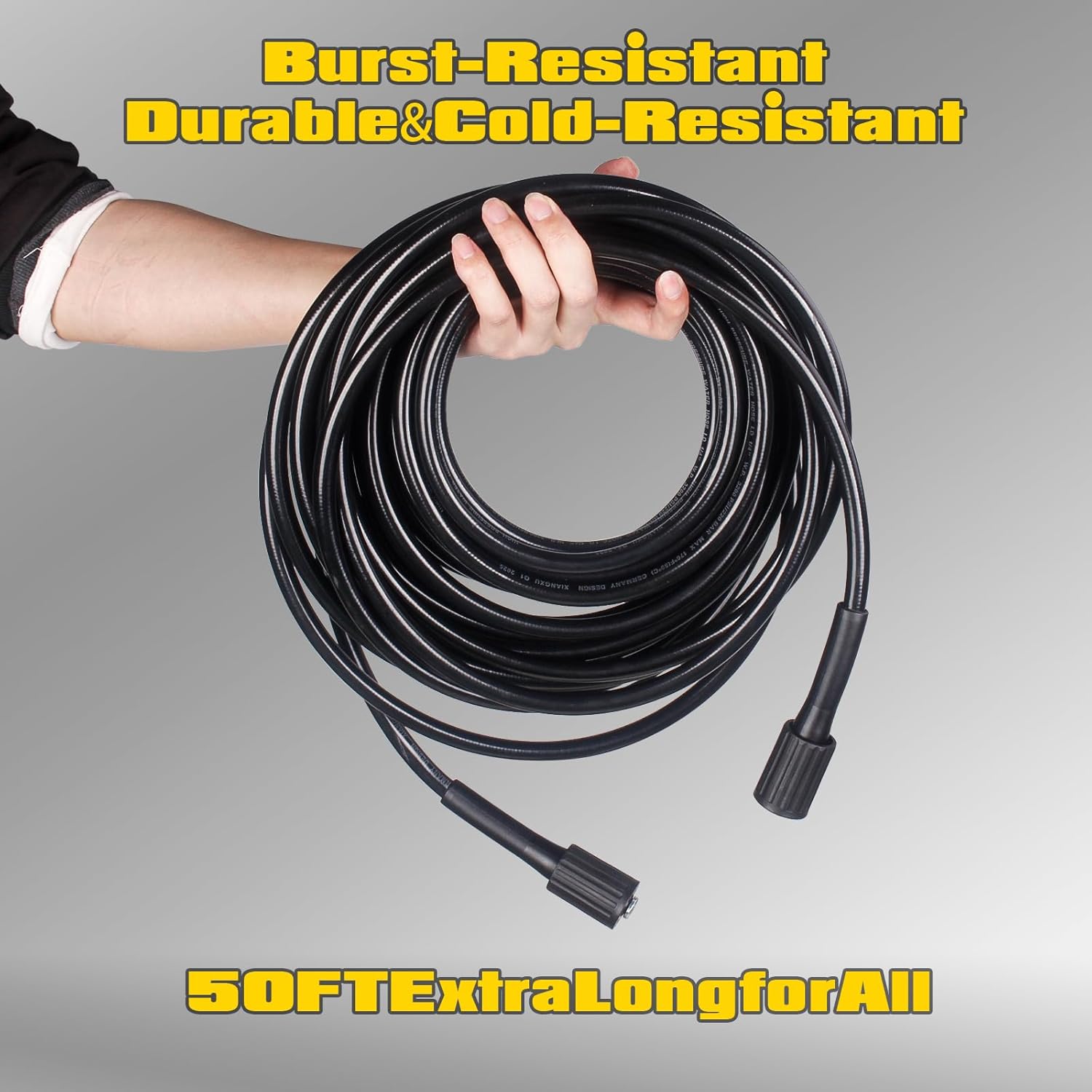 Aceup Energy Pressure Washer Hose 50 FT x1/4" with M22 Fitting Quick Connect Kits, Flexible, Kink Resistant - 3200PSI