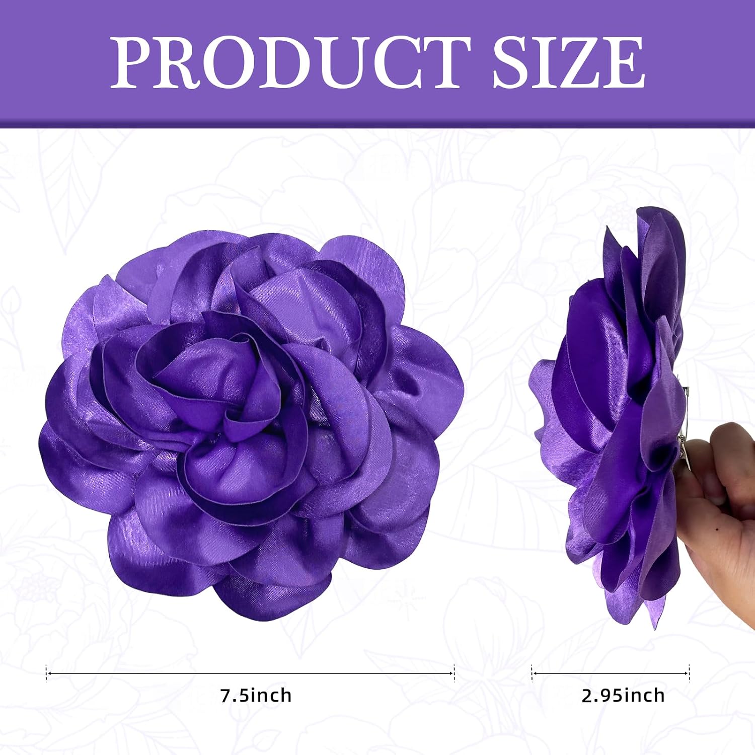 7.5in Extra Large Rose Brooch Valentine's Day Exquisite Shiny Satin Camellia Brooch Oversized Flower Brooch Lapel Pin,Suitable For Women Dance Banquet Wedding Hair Clothing Accessories image 2