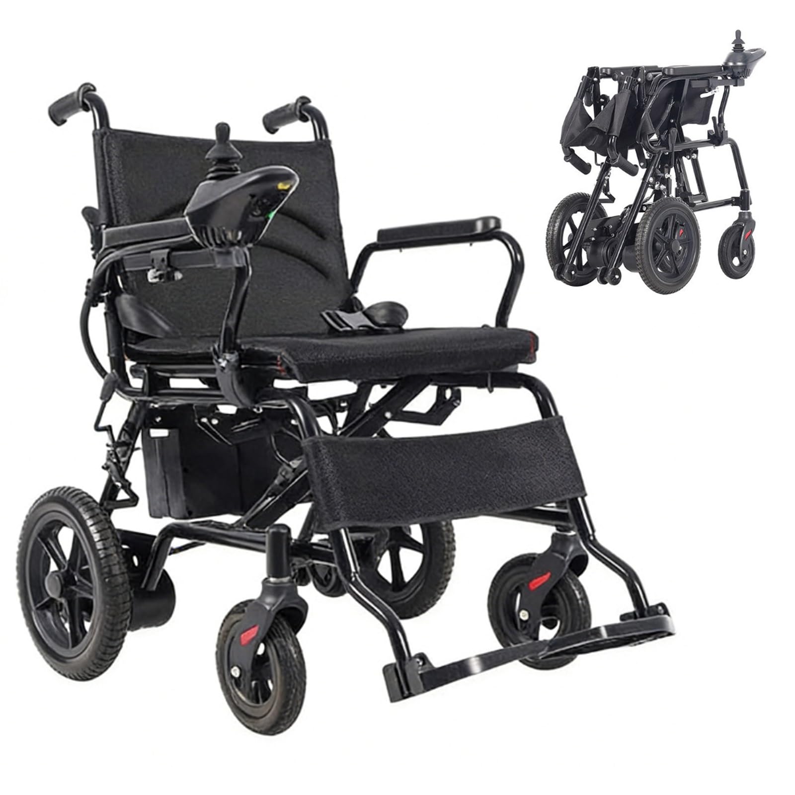 Silla de Ruedas Eléctrica Liviana 25 km de largo alcance Acero al carbono Plegable Tamaño compacto Asientos más anchos Capacidad de peso 100 kg Silla eléctrica adultos y personas mayores