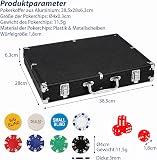 PLAYWUS Poker Case with 500 Laser Chips, 2 Poker Decks, 3 Buttons, Poker Complete Set, Black Aluminium Case, Choice of Sizes, for Family, Party, Travel, Casino - 2