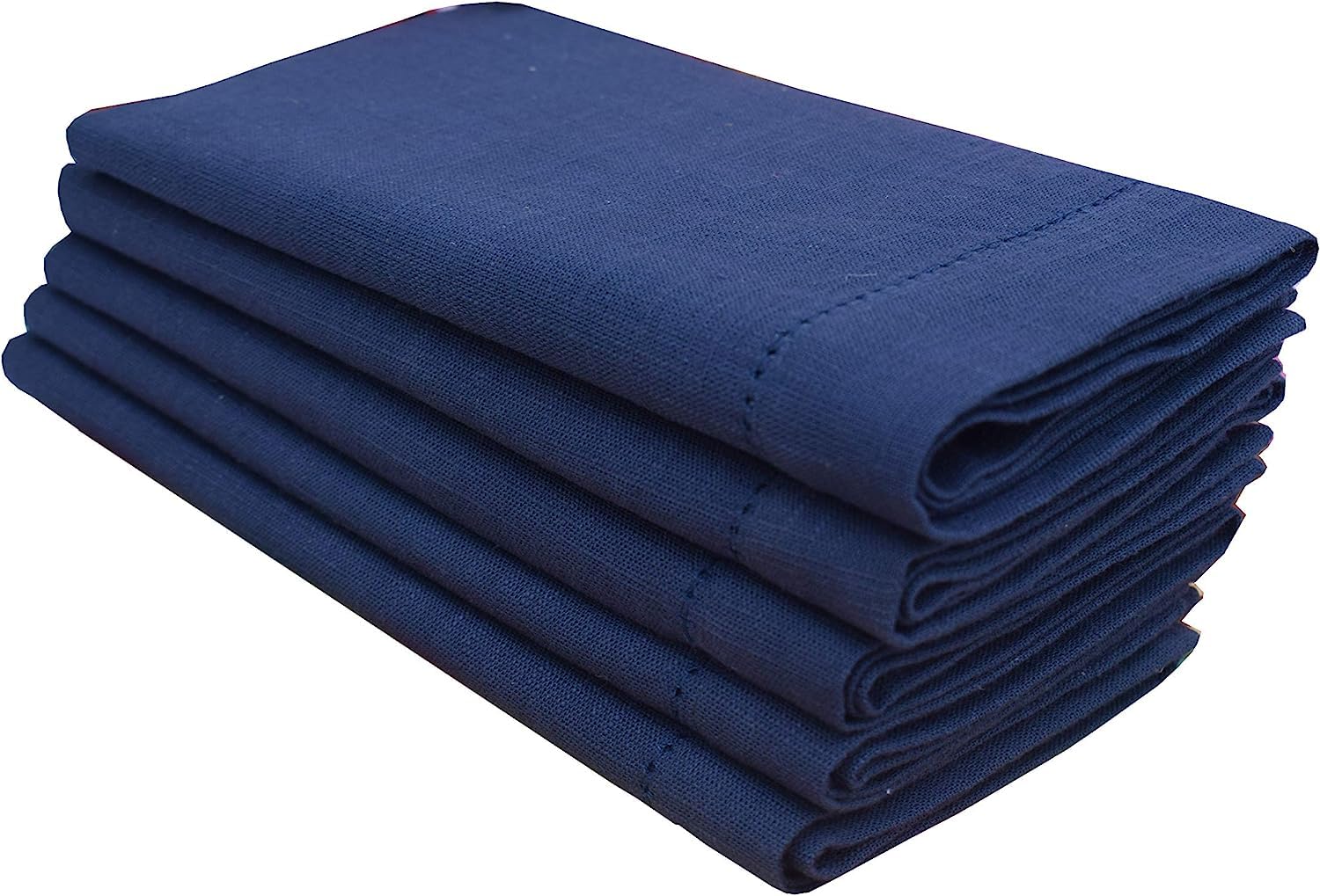 Slub Cotton Dinner Napkins Navy Color,18x18 Inch with Mitered Corner Finish & Hemstitched Detailing offered by Linen Clubs. (SET OF 6 PIECES)