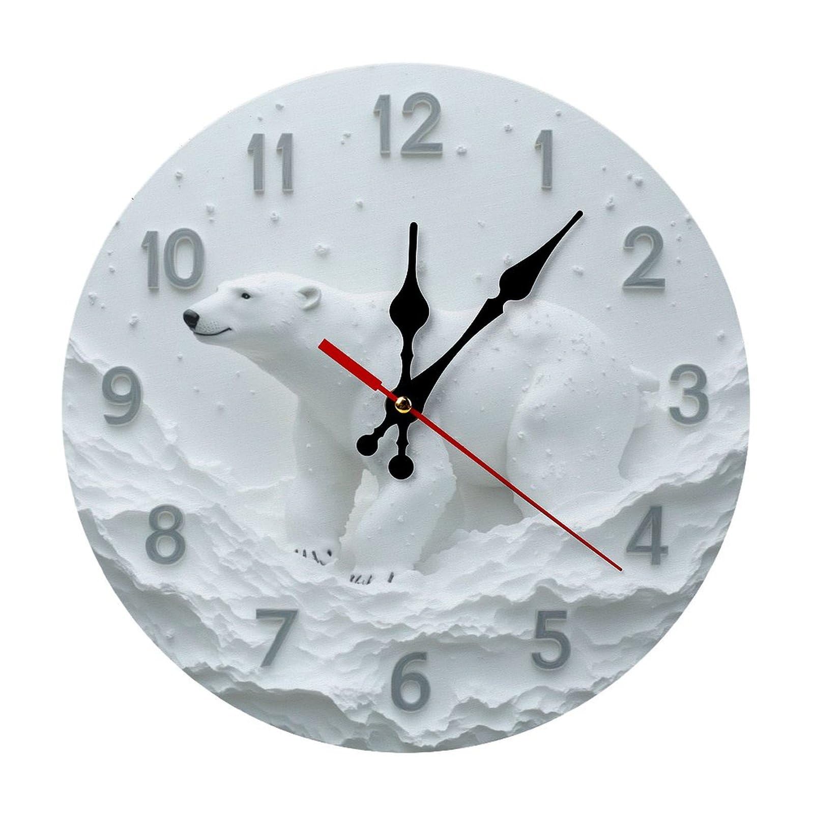 Horloge à Quartz Ours Blanc au Design Animal Arctique Unique Ronde 25cm