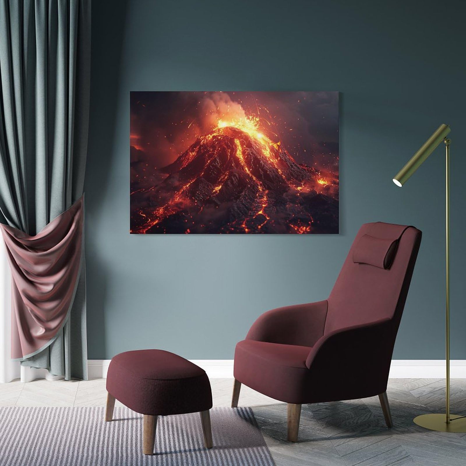 Amazon.co.jp: 絵画 火山噴火の風景 アートパネル ポスター 雄大な自然