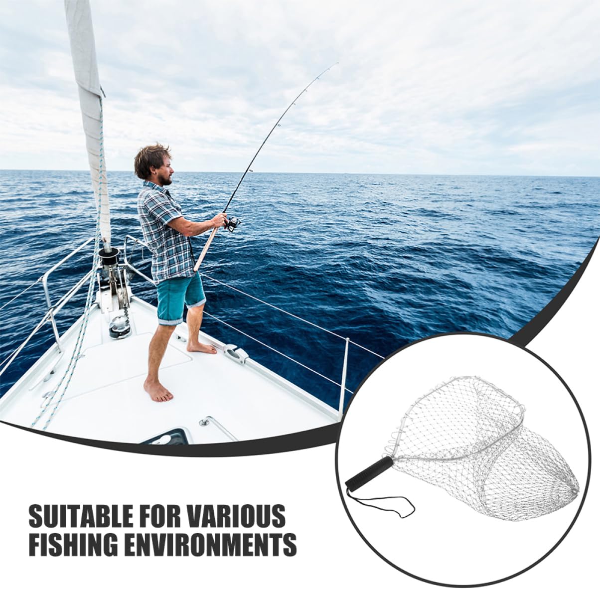 WOONEKY Lot De 2 Filets De Pêche À La Mouche Portables Et Robustes pour Étang À Poissons avec Poignée Confortable pour La Pêche en Kayak