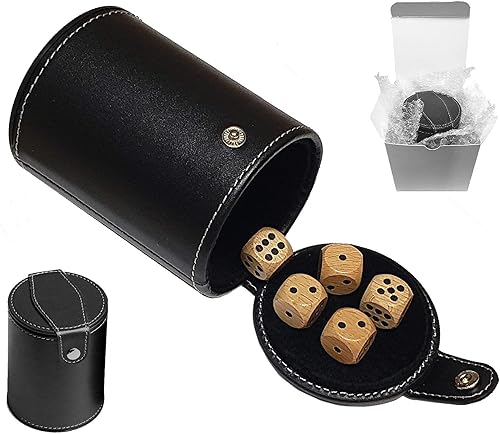 Miniatura 1 de Juego de tazas de dados con compartimento de almacenamiento de piel sintética con forro de fieltro + (5) esquinas redondeadas de 0.630in (caja de