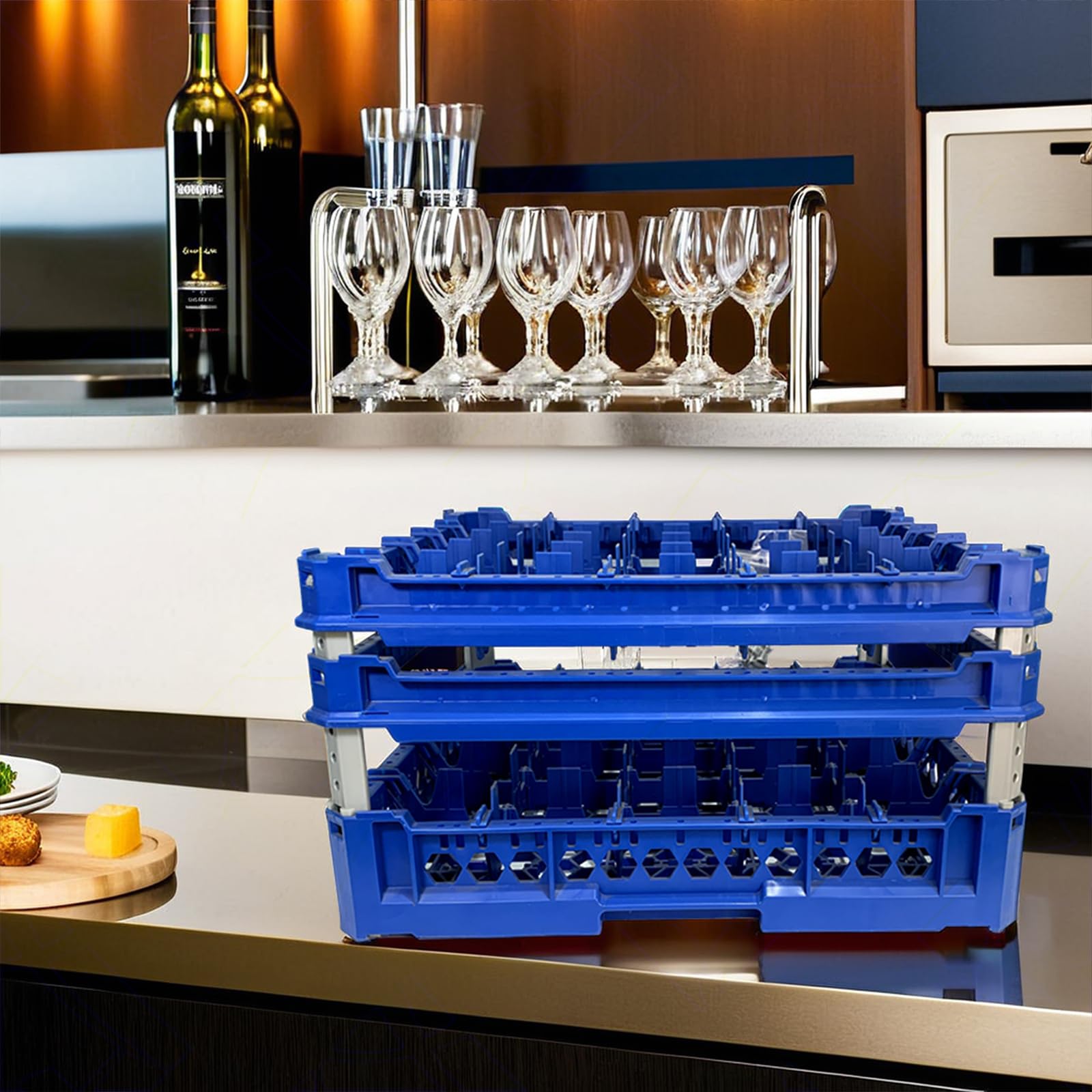 Sicignano | Cesta para lavar vasos, plástico alimentario, apilables, resistentes hasta +95 °C, ideales para lavado, secado y almacenamiento – Medidas 500 x 500 mm (5 x 5, kit de 4)