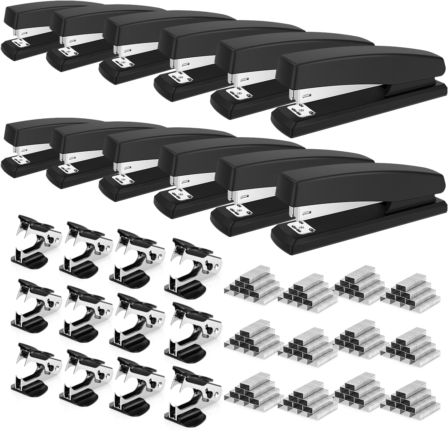 Deli Stapler, 12 Pack Staplers with 12000 Staples and 12 Staple Removers, Staplers for Desk, 25 Sheet Capacity, Black Deli Stapler, 12 Pack Staplers with 12000 Staples and 12 Staple Removers, Staplers for Desk, 25 Sheet Capacity, Black