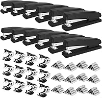 DeliOffice 12-Pack Staplers with 12,000 Staples & 12 Removers - 25 Sheet Capacity Black Desktop Office Staplers
