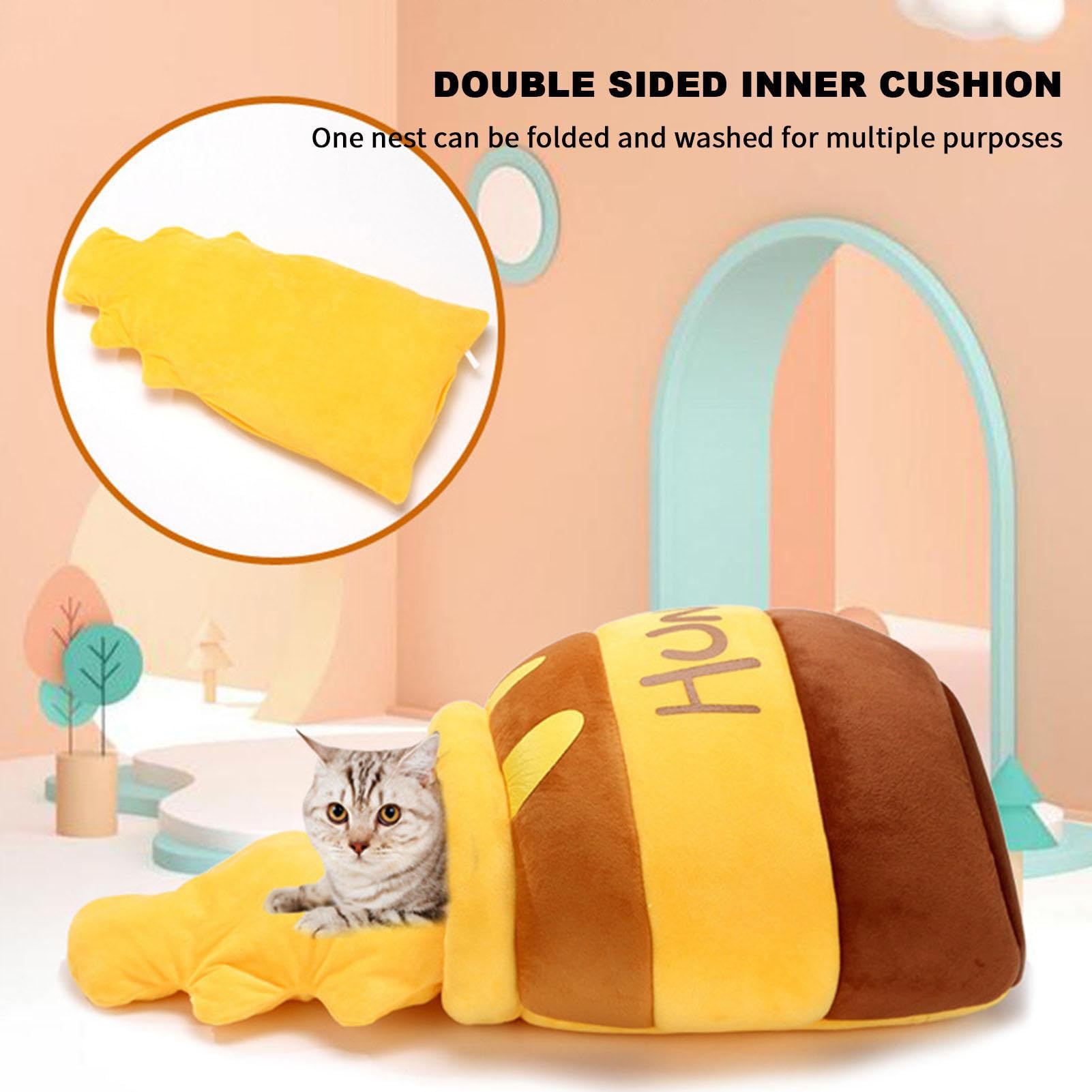 a tenda per gatti – cuccia isolata in peluche per gatti | graziosa grotta per gatti in stile barattolo di miele, morbido cuscino per , sicuro rifugio invernale per gatti gatti
