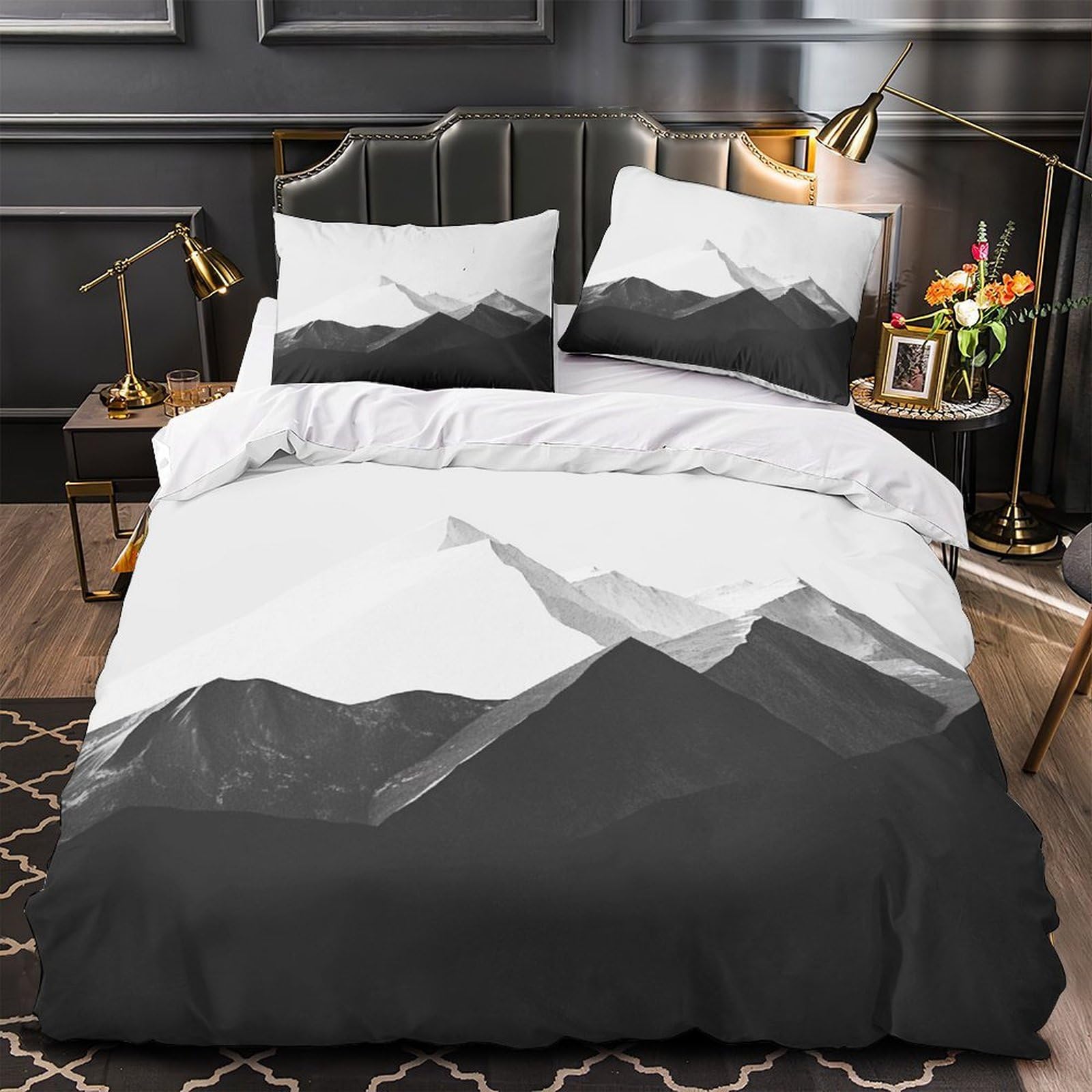 Housse de couette montagne hypoallergénique et douce en 135x200