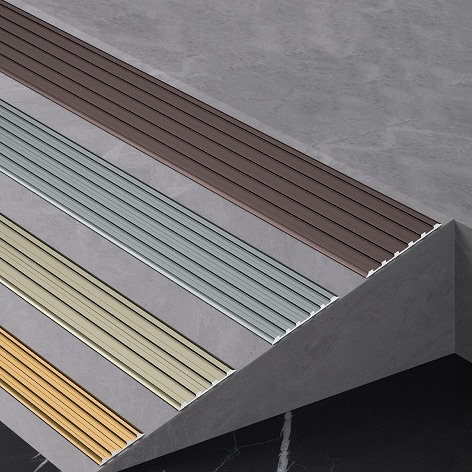 Tiras antideslizantes para peldaños de escalera de 95 pies, borde de aluminio, fácil de instalar, para protección de escaleras, 3 unidades, solución de seguridad plateada, 40 mm