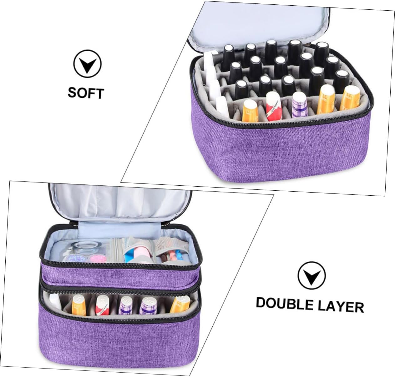 Handle Carrying Case Essential Oil Travel Case Compartment Nail Polish Pouch