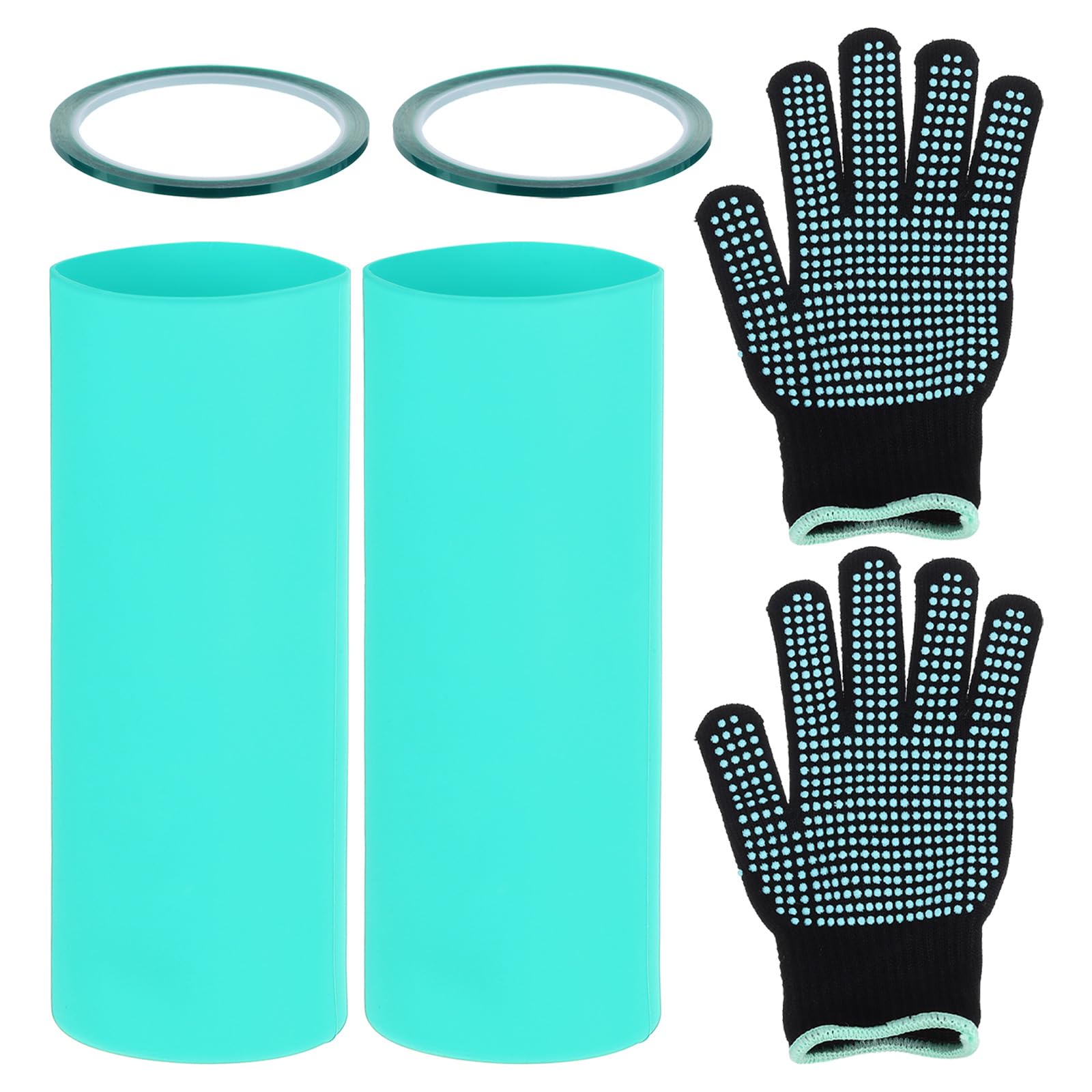 PATIKIL Silicone Sublimation Tumblers Sleeve Kit, Heat Resistant Seamless Tumblers Wrap for 20 Oz Sublimation Blank Cups with Glove Tape, Green
