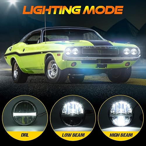 Miniatura 2 de AUDEXEN 4 faros delanteros LED de 5.75 pulgadas con haz alto/bajo y DRL compatibles con Kenworth W900 D-odge Challenger Gran Torino P-eterbilt Semi