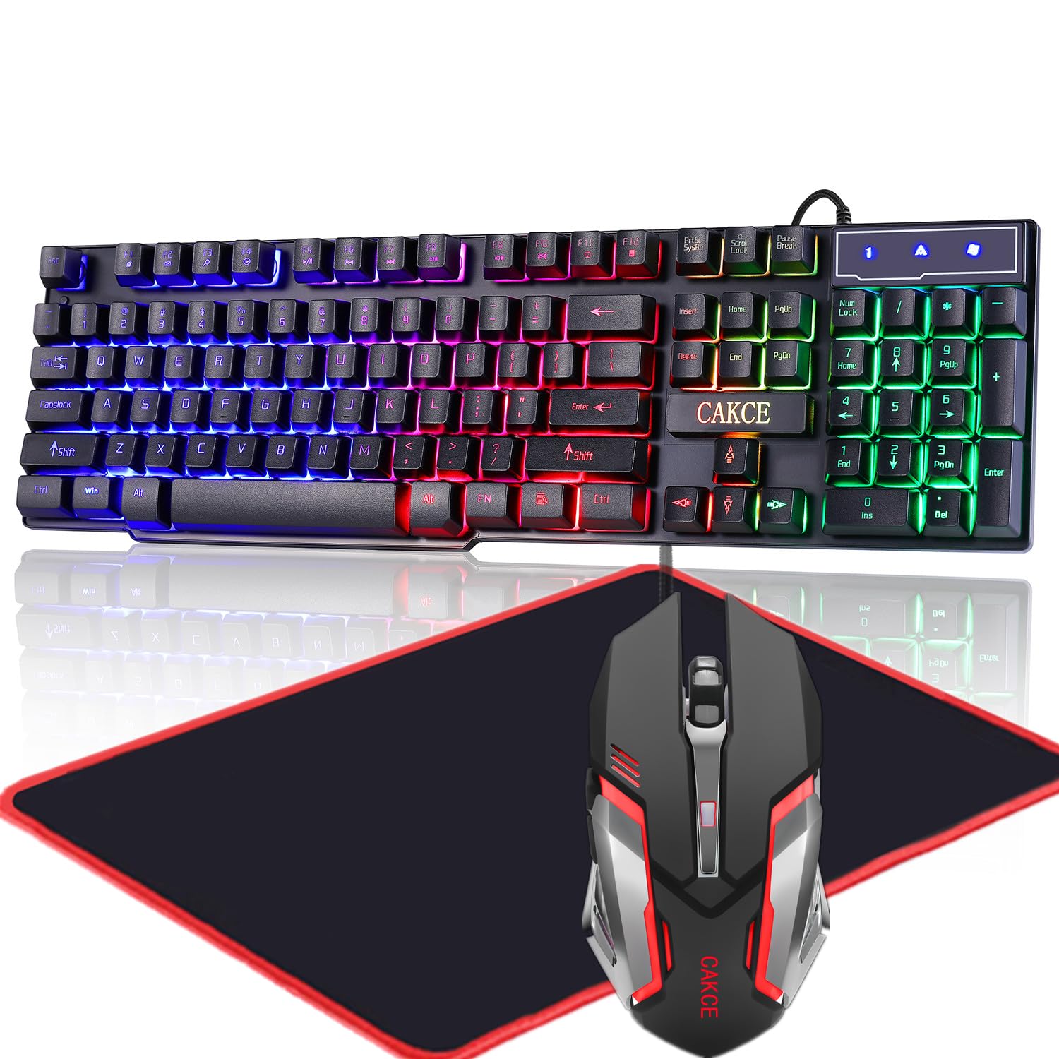 RGB Gaming Keyboard and Colorful Mouse Combo,USB Wired LED Backlight,Letter Glow,Mechanical Feeling for Laptop PC Computer Game and Work