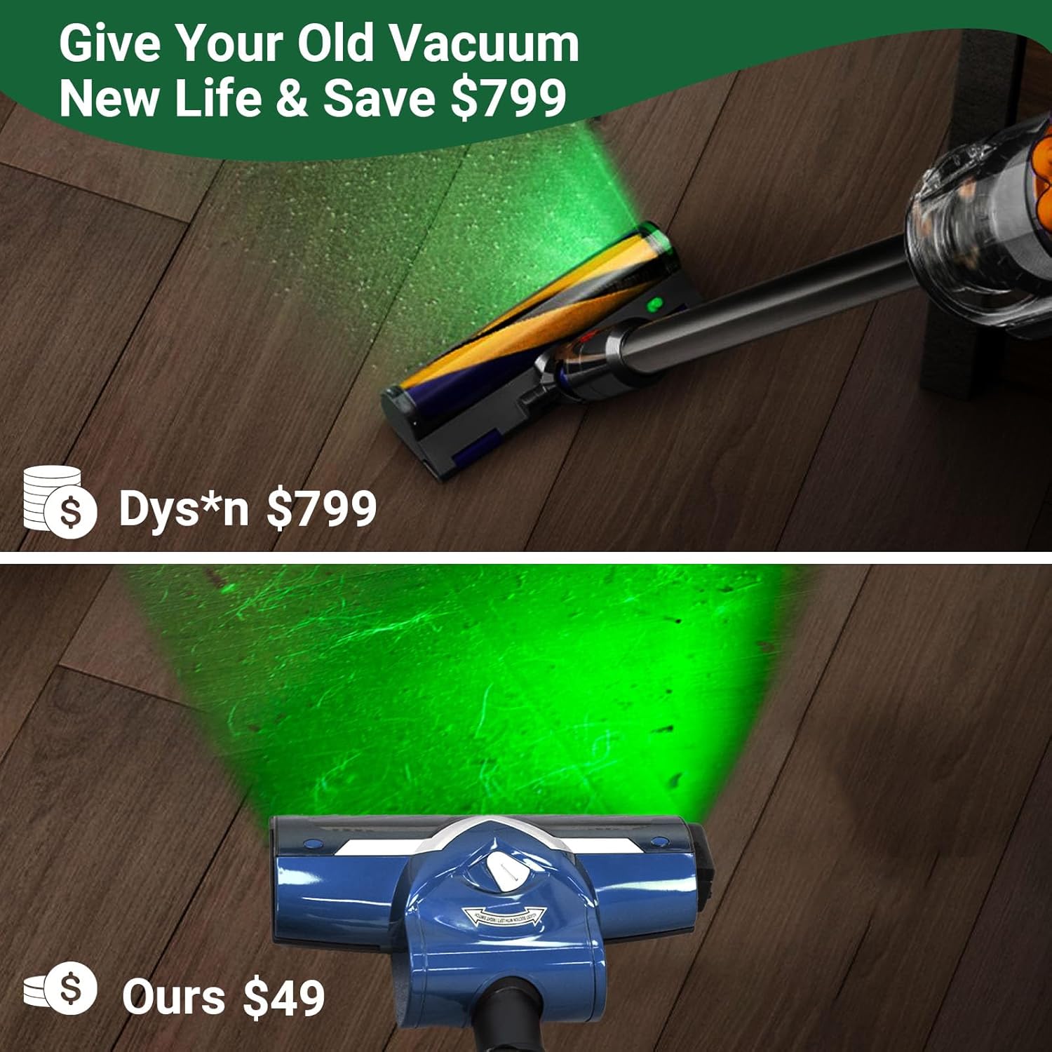 EZ SPARES Replacement Turbo Brush Head with Dust Display LED,Universal Vacuum Cleaner Brush Compatible with Most Vacuum Brands,Hoover Eureka Royal, Rainbow Shop Vac,As Christmas New Year Gifts(Blue)